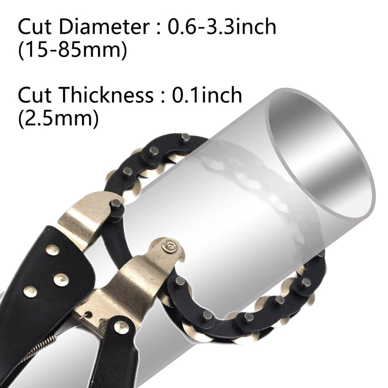 Exhaust Tube Chain Cutter, 0.6" to 3.3" Tailpipe Cutter, Tube Cutting Pliers for Cutting Exhaust Pipe Copper Pipes