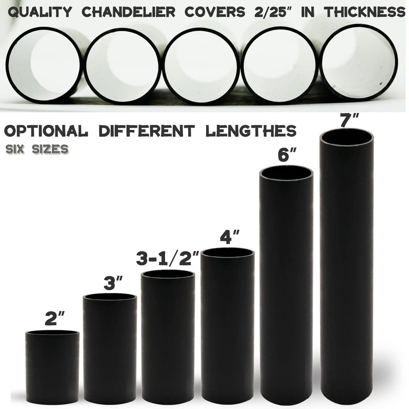 [Australia - AusPower] - 2 3 4 6 7 Inch Black Plastic Candle Cover Sleeves,Chandelier Socket Sleeves,Candelabra Base E12 Socket Covers Set of 12 (4-Inch Long / 12-Pack) 4-Inch Long / 12-Pack 