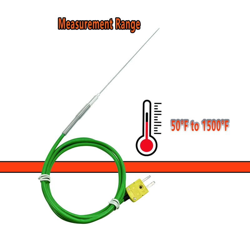 [Australia - AusPower] - TL1915 Type K Thermocouple Probe Length 6 in/0.06 inSilicone Teflon Cable Length 47 in Measurement Range 50°F to 1500°F (6 in / 0.06 in) 6 in / 0.06 in 