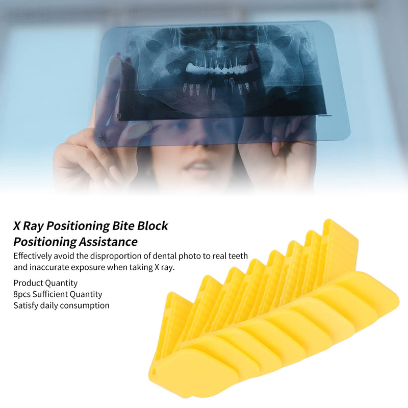 Dental Positioning System, 8pcs Dental X Ray Bite Block Mouth Props Dental Positioning Bite Block X Ray Position Heat Resistant Positioner System for Positioner Holder Yellow