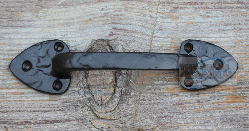 The Metal Magician 8.25 Inch Barn Door Handles, Pack of 2, Garage Door Handles Decorative, Hardware Rustic Leaf Spear Design Black Cast Iron Handle, Fence Gate, Metal Gate, Kitchen Cabinets