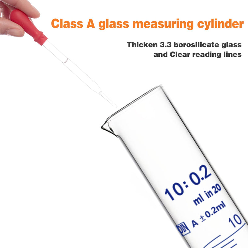 Thick Glass Graduated Cylinder Measuring Liquid Lab Hexagon Base Cylinders Come with Glass Dropper (Glass, 500ML)