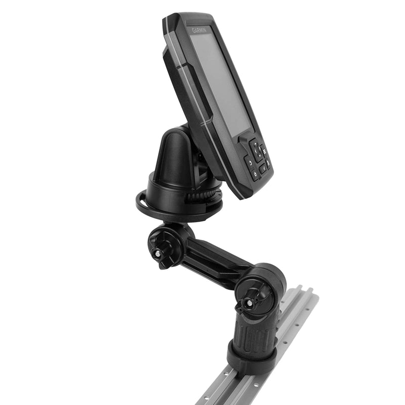 YakAttack Round Base Fish Finder Mount | Kayak Track Mount | Fits Garmin Striker 4 & Raymarine Dragonfly 7 Pro | Secure Kayak Rail Mount | Works with GearTrac & MightyMount | Hardware Included