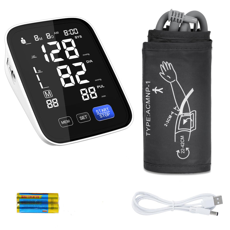 [Australia - AusPower] - Automatic Upper Arm Blood Pressure Monitor, Dual User 2x90 Memories Digital Blood Pressure Machine with (8.5"-16.5") Cuff Size, BP Monitor with 4*AAA Batteries & DC Cable 
