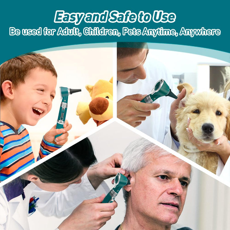 [Australia - AusPower] - Scian Otoscope - Ear Scope with Light, Ear Infection Detector and Pocket Ear Checker Kit with 3X Magnify Lens, Suitable for Kids, Adults, Doctors, Pets(Green) Green 
