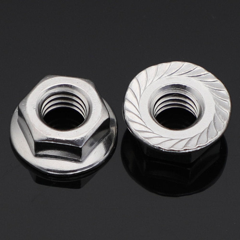 [Australia - AusPower] - M6 Serrated Flange Nuts Flanged Locknuts, Stainless Steel 18-8 (304), Bright Finish, 50 PCS M6 
