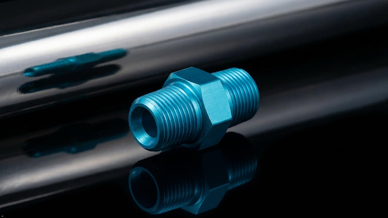 PrecisionGeek Aluminum 1/8 NPT to 1/8 NPT Male to Male Adapter/Coupling Plug, Anodized - 1 Piece (Blue) Blue