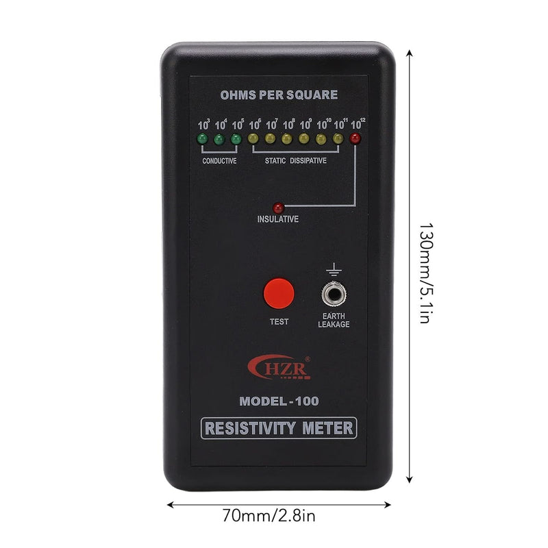 [Australia - AusPower] - Portable Handheld Surface Resistivity Meter, with Test Lead, Automatic Range and LED Indicator, Surface Resistance Checker for Antistatic Coatings, Films and Fabrics 