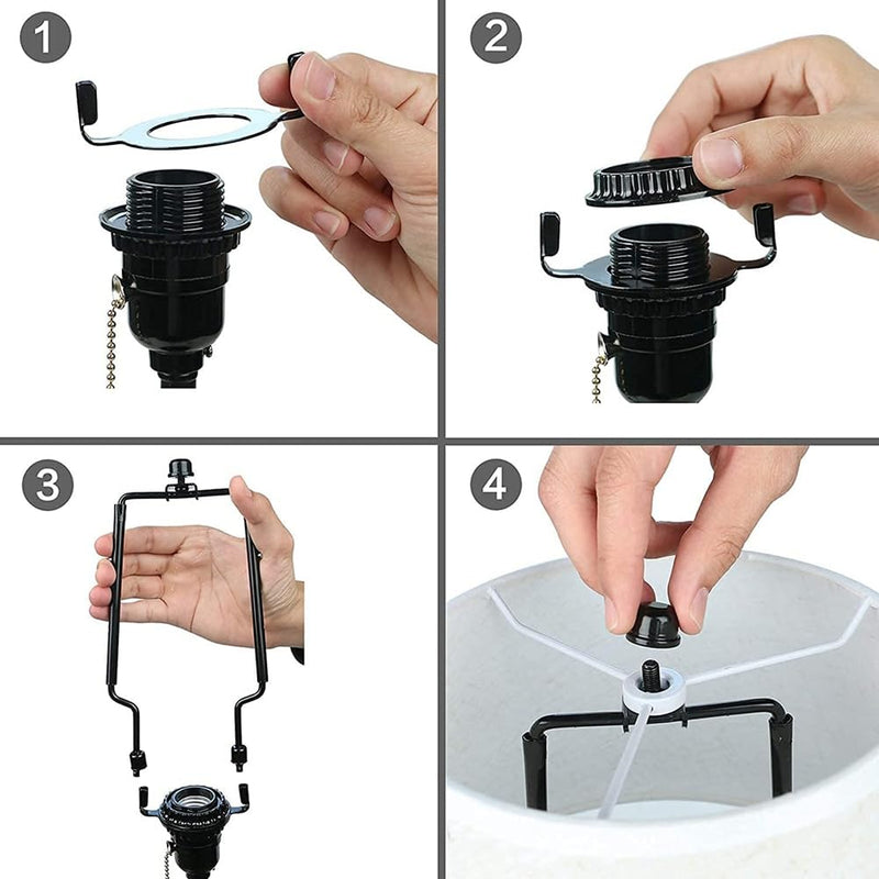 2 Piece Lampshade Harp Holder E14 E26 E27 Light Base Adapter Adjustable Lamp Harp Kit Black Horn Frame Lampshade Holder