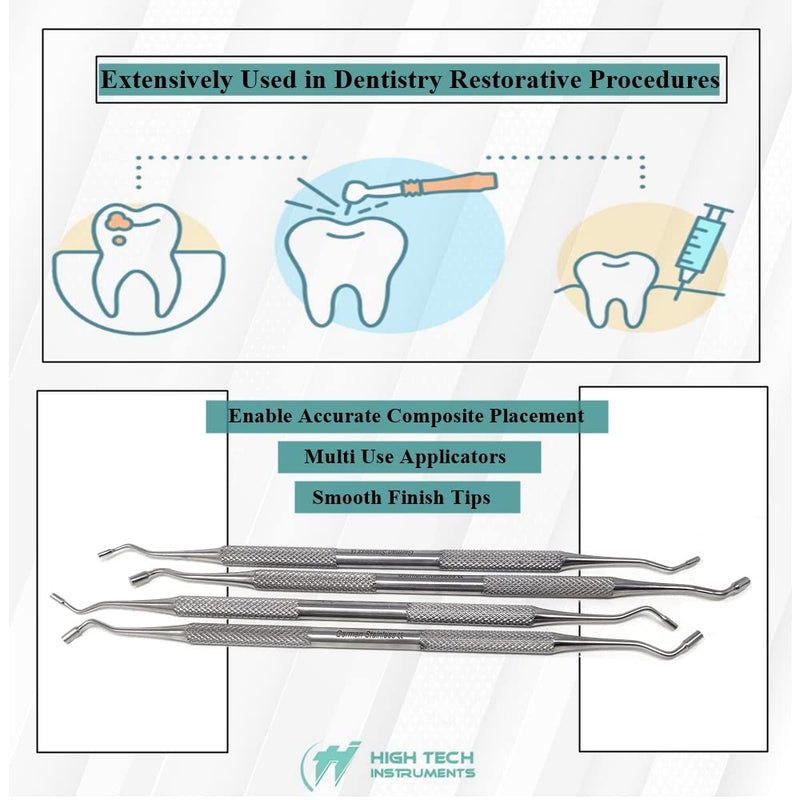 [Australia - AusPower] - Amalgam Pluggers 4 Pcs Double Ended Dental Composite Plastic Filling Restorative Root Canal Instruments Made of Stainless Steel with Knurled Handle for Firm Girp by HTI 4 Pcs Woodsen Pluggers 