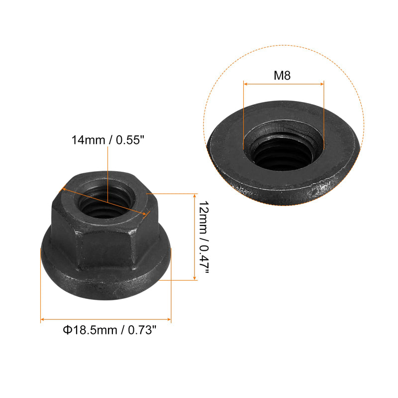 [Australia - AusPower] - uxcell M8 Flange Hex Nuts, 5pcs Grade 10.9 Carbon Steel Black Oxide Finished Hex Flange Nuts for Machinery 5 