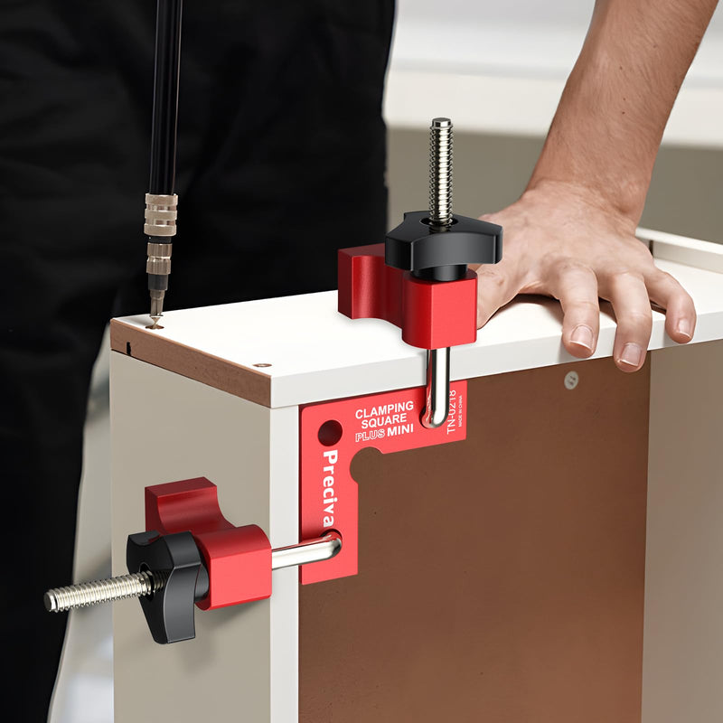 [Australia - AusPower] - Preciva 90 Degree Mini Positioning Squares 2 Sets (2.32''x 2.32''), Aluminum Alloy Right Angle Clamps Fixing Clamp, Carpenter Corner Clamping Square Tool for Picture Frame Box Cabinets Drawers (Red) Red 