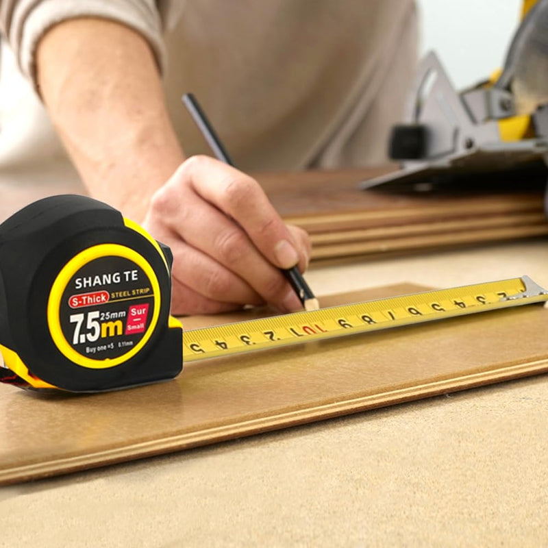 6 Pack Tape Measures(25 FT) Easy to Read Digital Retractable Steel Measuring Tapes 25 FT Heavy Duty Meter Tape Measure with Fractions Home Carpenter Craftsman Lineman Measure Tools Cinta Metrica 6 pack-25ft