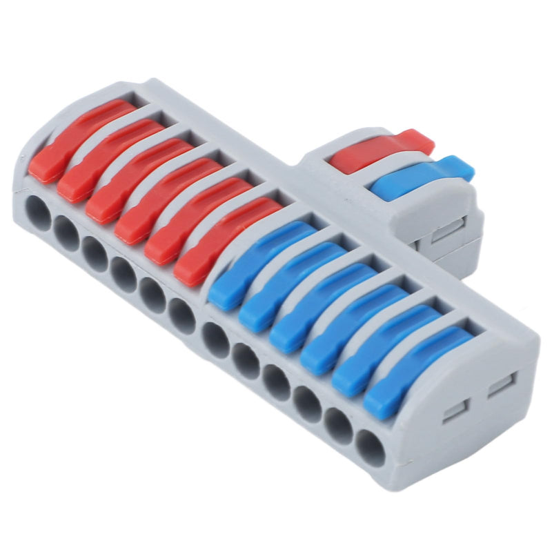 [Australia - AusPower] - 6Pcs 2 in 12 Out Compact Wire Connector Electrical Lever Wire Connectors Splicing Wires Connectors Rail and Screw Mounting 