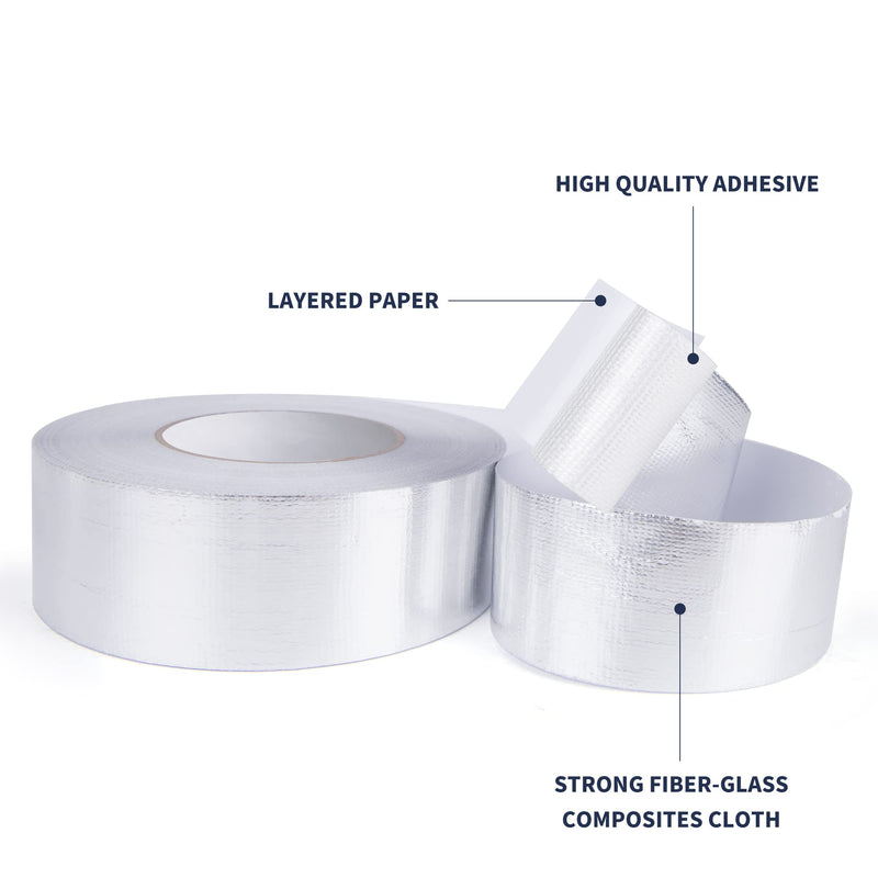 TAPEBEAR Heat Shield Tape Aluminized Fiberglass Cool Tape 3inch x 65Yards, Self-Adhesive Reflective Thermal Barrier Tape Heat Resistant for Air Dryer Vent, HVAC, Heating Unit, Auto, Pipe, 196Ft 3inch x 65yard 1