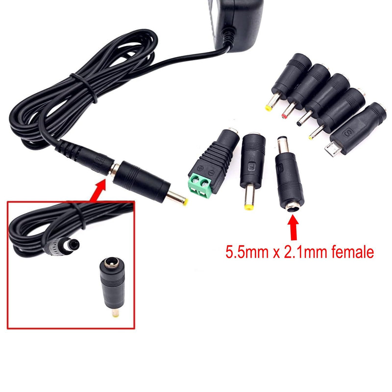 [Australia - AusPower] - JZK AC 100-240V to DC 5V 2A Power Supply Converter Transformer Charger with 8 DC Plug Adapters Replacement 5V 0.5A 500mA 1A 1.5A 2000mA for CCTV Cameras, LED Light Strips, TV Box 