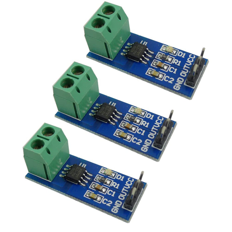 [Australia - AusPower] - ACS712 20A Range Power Sensor Module Chip ACS712ELC-20A Current Sensor Module Hall Sensor Measurement Module with Power Indicator for Arduino (Pack of 3PCS) 