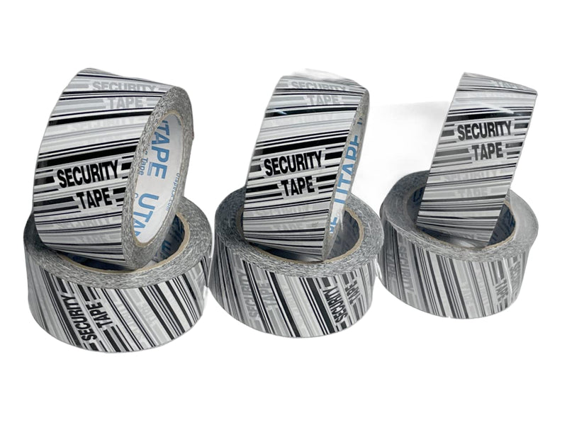 Security Tamper Proof Tape 2 Inch x 110 Yards x 6 Rolls, Stop Sign Sealing Tape Pre Printed, for Moving Boxes & Moving Supplies, Heavy Duty Shipping Packing Tape in White & Black 2 Inches x 110 Yards