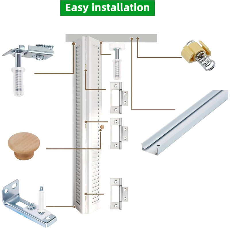 Bifold Door Hardware Kit with 24-Inch One-Piece Track, Bi-fold Closet Door Track Kit Bifold Closet Door Hardware Kit Folding Door Hardware Repair Replacement Tool Kit 24''Track(1x24''Track)