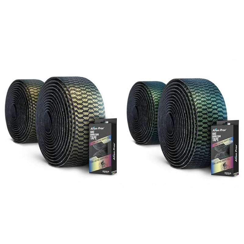 ALIEN PROS Set of 4 Gold & Green Chameleon Bike Handlebar Tape - Elevate Your Ride with Stylish, Comfortable, and Color-Shifting PU Tape for Enhanced Grip with These Bicycle Handle bar Tape
