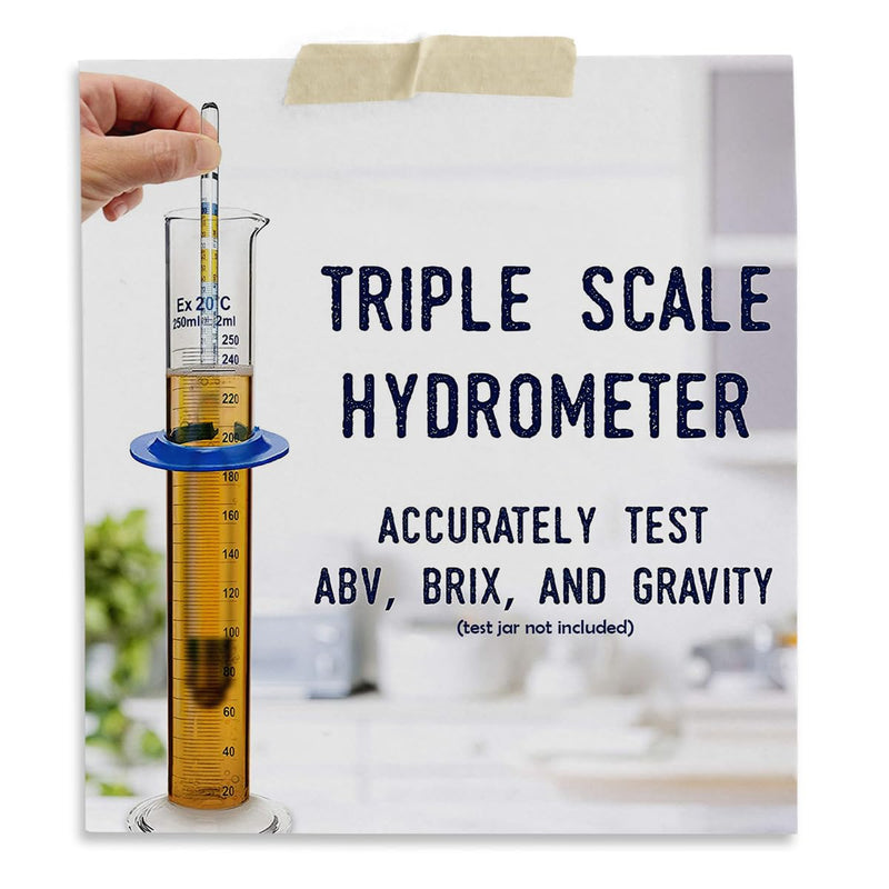 [Australia - AusPower] - Fermentaholics Triple Scale Hydrometer Test Kit | Hydrometer Test Jar Kit | Make Wine, Beer, Mead, Cider, and More | Measure ABV, Brix, and Specific Gravity (Hydrometer Test Kit - Glass Test Jar) 