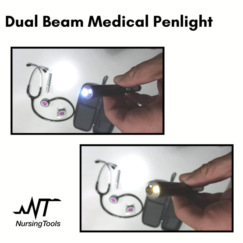 [Australia - AusPower] - Dual Beam Penlight for Nurses, Students & Medical Doctors - USB LED Rechargeable w/Pupil Gauge & 4 cm Measurements 