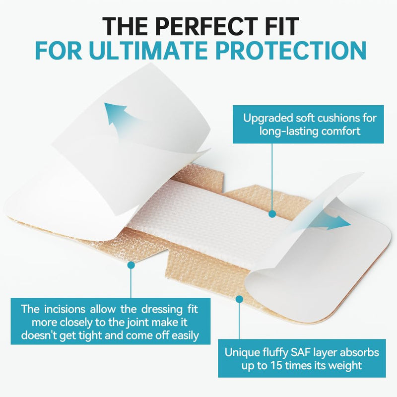 [Australia - AusPower] - Dimora Silicone Foam Dressing with Border Joint Application - Adhesive 4"x8" Wound Dressing Bandage for Post Elbow Shoulder Knee Surgery Care 10 Pack 4 x 8inch(10 PCS) 