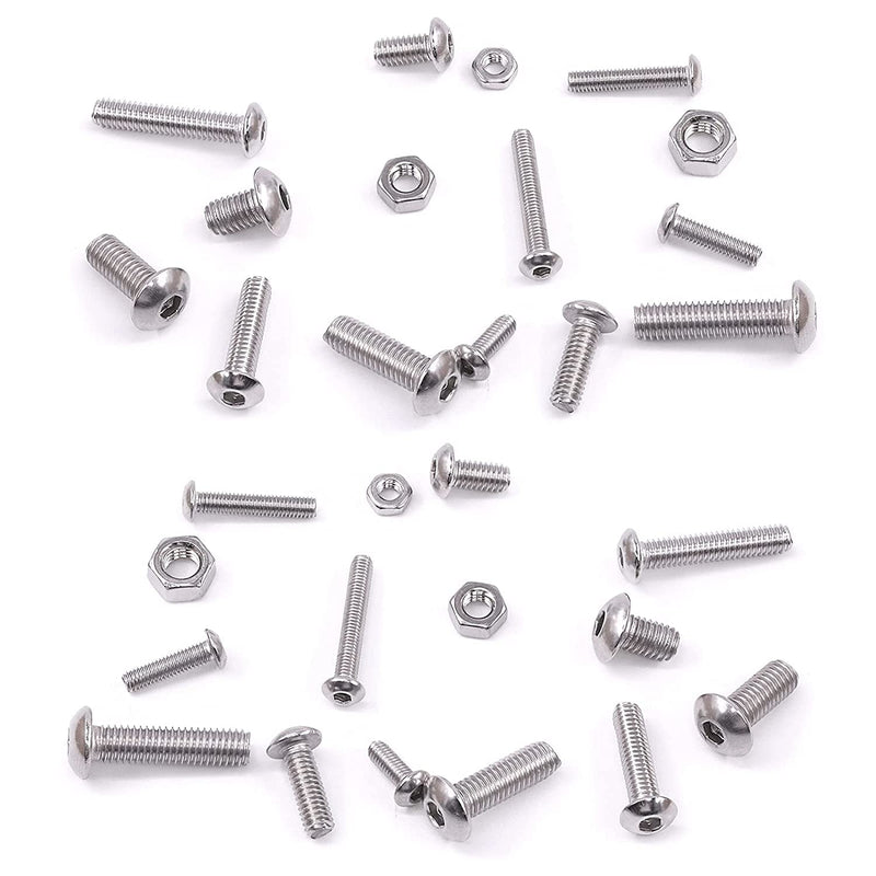 480Pcs #2-56#4-40#6-32 UNC Stainless Steel Button Head Hex Socket Cap Bolts Screws Nuts Assortment Kit #2-56，#4-40，#6-32