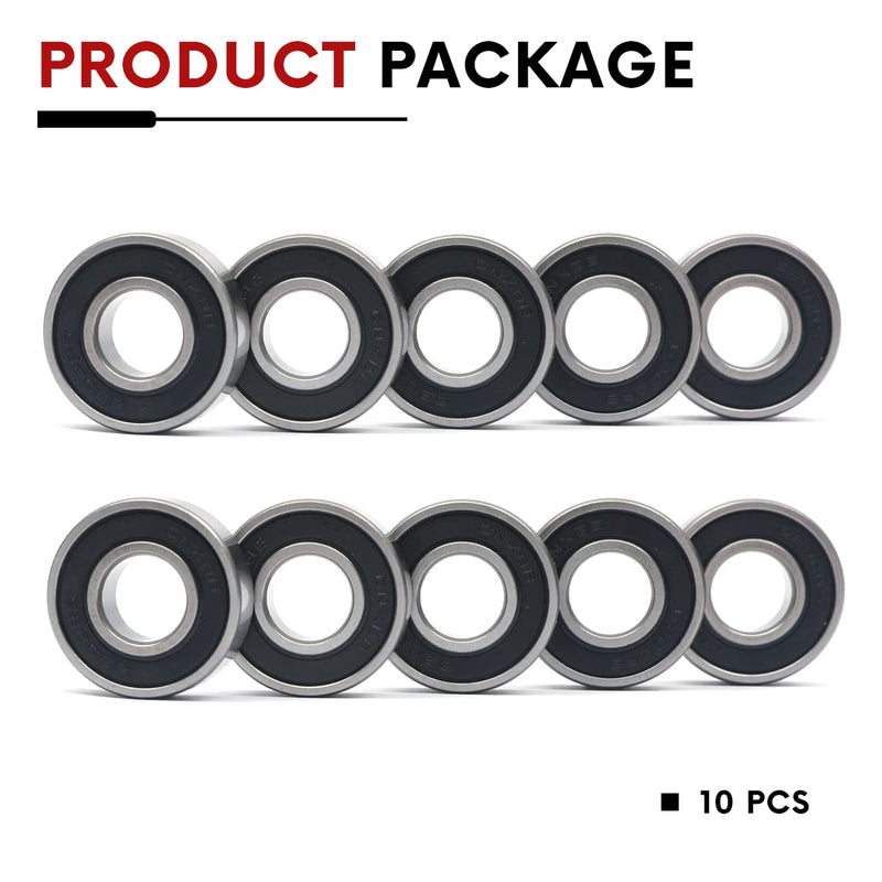 [Australia - AusPower] - 10 PCS 6202-2RS Double Rubber Sealed Bearings 15x35x11mm, Deep Groove Ball Bearings 15x35x11mm, Deep Groove Ball Bearing ABCE-3 Pre-Lubricated, Chromium Bearing Steel (6202-2RS, 10) 