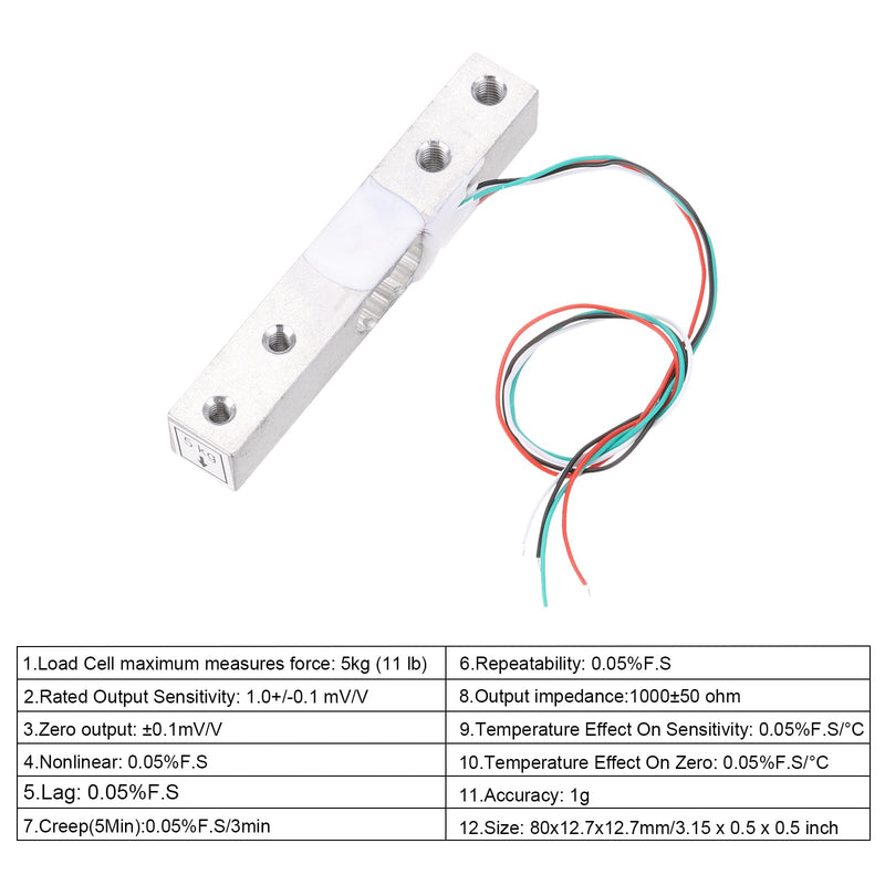 QUARKZMAN Digital Load Cell 5 kg + HX711 Module Weighing Sensor Pack of 4 | 24 Bit Precision A/D Dual-Channel for DIY Portable Electronic Kitchen Scale Kit