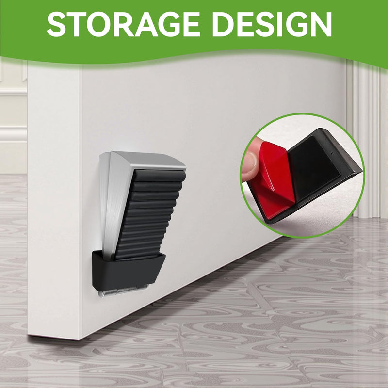[Australia - AusPower] - Adjustable Heavy Duty Door Stopper, Spring Loaded with Holder, Tall up to 3 in Strongest Stainless Steel Doorstop for Bottom of Any Heavy Door Silver 