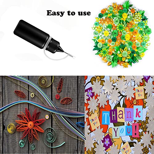 AQSXO 1-ounce black needle glue bottles, 6-piece adhesive dispenser accessories set