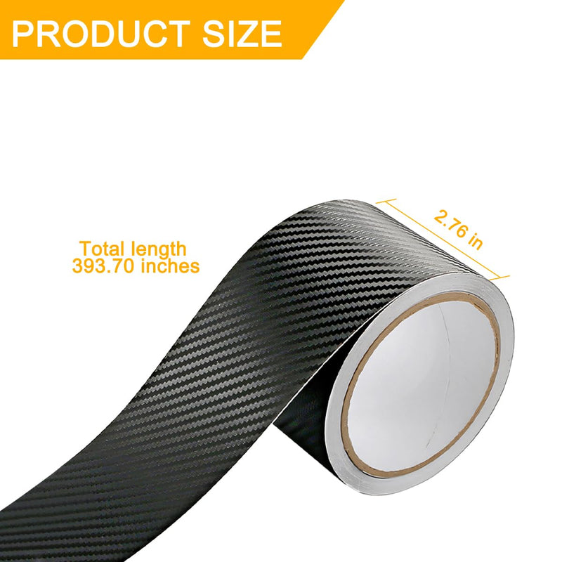 Carbon Fiber Car Tape Roll, 32Ft Air-Release Vehicle Adhesive Wrap Strip, Anti-Scratch Automotive Detailing Protective Tape Sticker Accessories, Universal for SUV, Sedan, Truck (32FT X 2.76in) 32FT X 2.76in