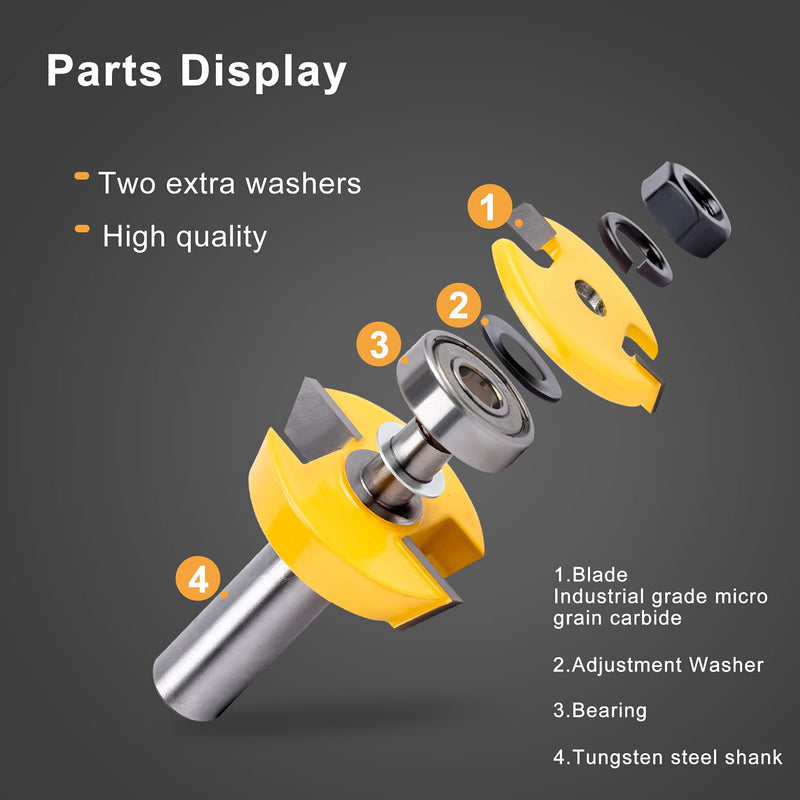 [Australia - AusPower] - Shaker Rail and Stile Router Bits, Newdeli 1/2 Inch Shank Tongue and Groove Router Bit, Professional Carbide Milling Cutters for Woodworking for Cabinet Door Shaker Rail and Stile Router Bits 1/2" Shank 