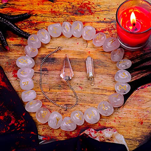 Rose Quartz - Crystals - Rune Stone Set - Healing Crystal - Chakra Balancing Gemstone - Home Decor - Crystals and Healing Stones - Rune Set - Gemstone Runes - Reiki Gifts