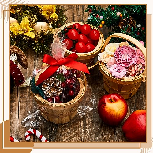 Marsui small wooden picnic baskets for berries, set of 10, brown, measuring 4 x 5.1 inches, perfect for outdoor fruit storage