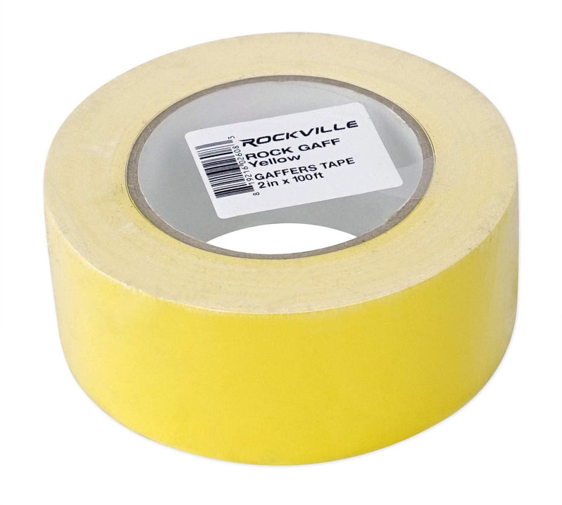 Rockville Rock Gaff Yellow 2in x 100ft Gaffers Tape, Natural Rubber Adhesive, Residue-Free, Non-Reflective, for Pro Audio and Stage Cable Management