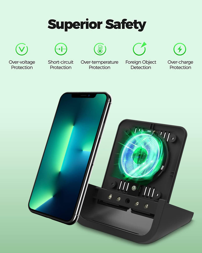 [Australia - AusPower] - Wireless Charger YUWISS Wireless Charging Stand Cordless Charger 10/7.5/5W Compatible with iPhone 14 13 12/12 /11Pro Max/XR/XS Max/XS/X/8/8Plus Galaxy S22/S21/S9/S9+/S8/S8+ Note Black 
