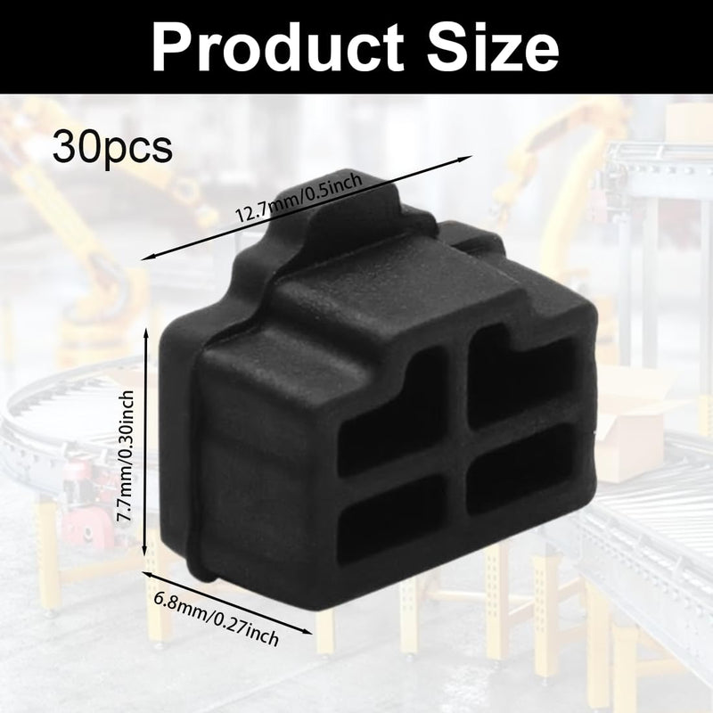 [Australia - AusPower] - SGERUFZ Pack of 30 Silicone Dust Protection RJ45 Port Dust Cover Suitable for PC, Switch, Router, Idle RJ45 Port Plug Cover (Black) 