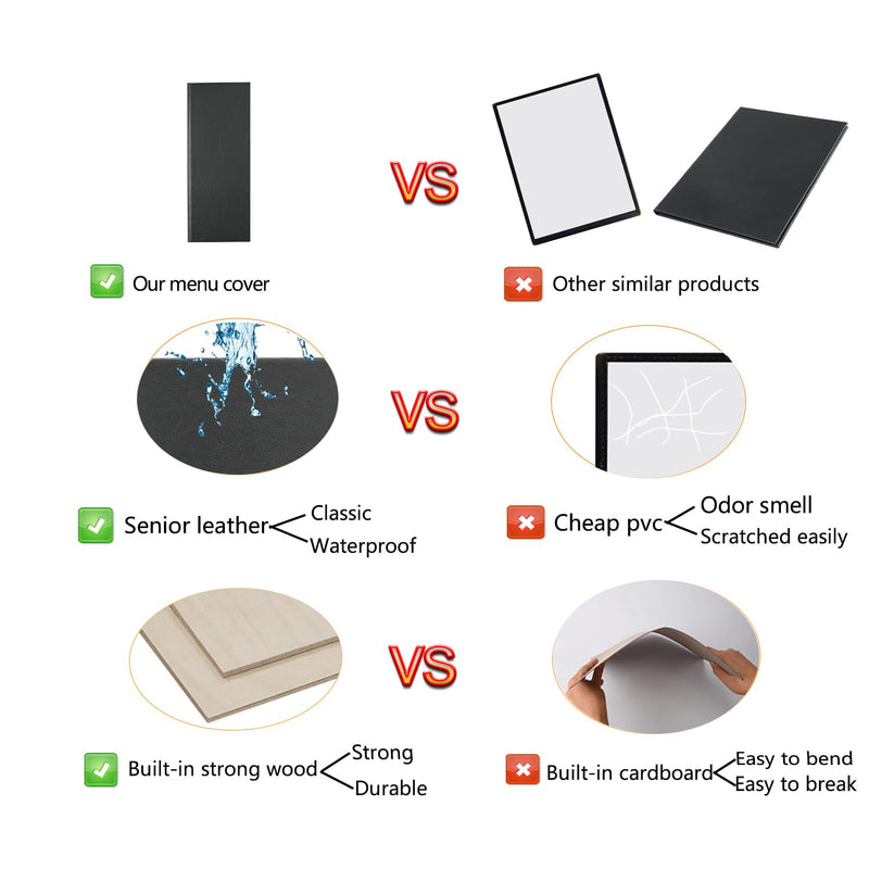 [Australia - AusPower] - 4.25 x 11 inches Menu Holder 3 Packs Menu Covers 2 View Leather Book Style Double Fold Panel for Restaurant Coffee Bars?4.25” x 11” /Book Style /3 Pcs? 4.25 x 11 inch/Book Style / 3PCS 