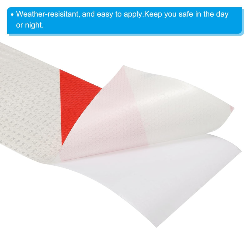 PATIKIL Reflective Tape, 6 Inch x 10 FT Waterproof High Visibility Self-Adhesive Warning Safety Tape Outdoor Reflector Stickers for Cars Trucks Trailers, Red White 6 Inch x 10 Feet