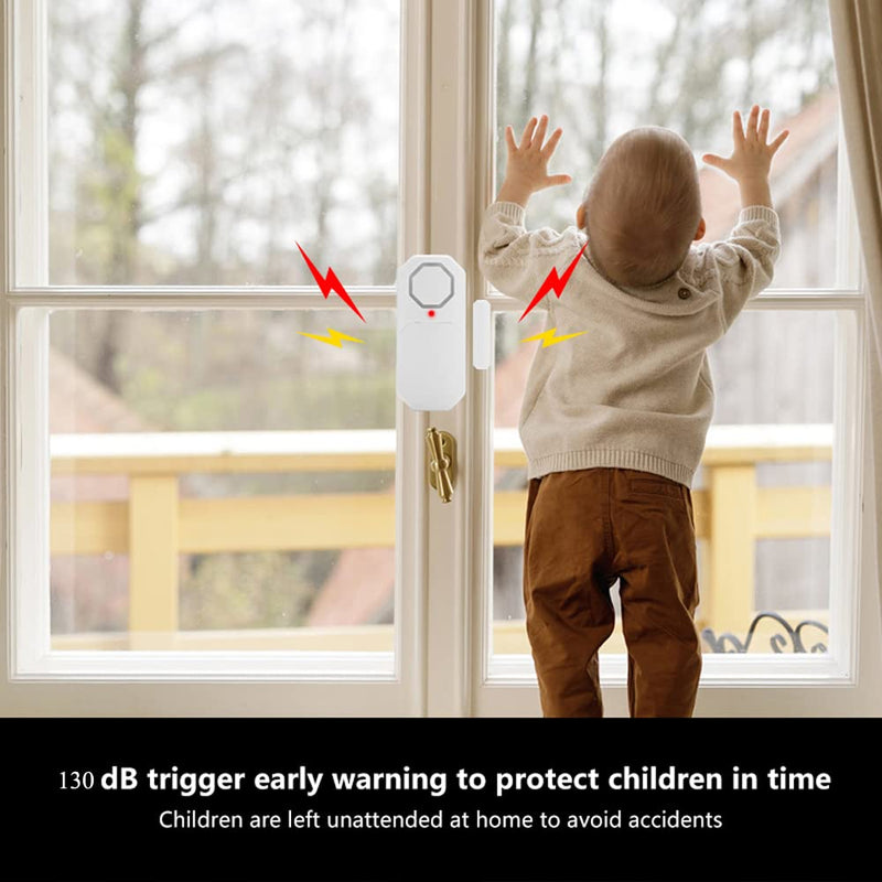 Door Window Alarm When Opened for Home Security with Remote, Wireless Door Sensor Alarm for Kids Safety with Adjustable Volume (4 Door Sensor 2Remote)