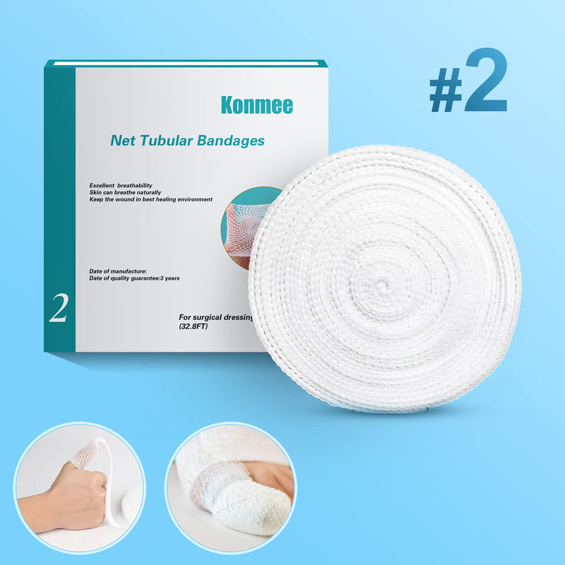 [Australia - AusPower] - Tubular Bandage Elastic Net Wound Dressing Elastic Dressing Retainer Tubular Stretch Elastic Gauze Bandage Size 2 for Thumbs and Toes, 32.8FT Long #2 (for Thumbs and Toes) 