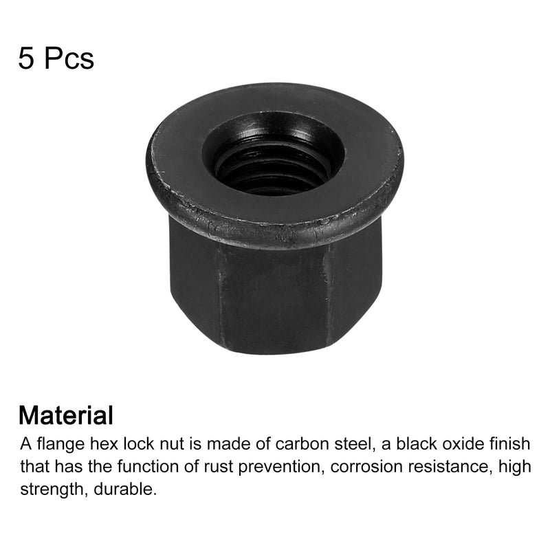 [Australia - AusPower] - uxcell M12 Flange Hex Nuts, 5pcs Grade 12.9 Carbon Steel Black Oxide Finished Hex Flange Nuts for Machinery 5 