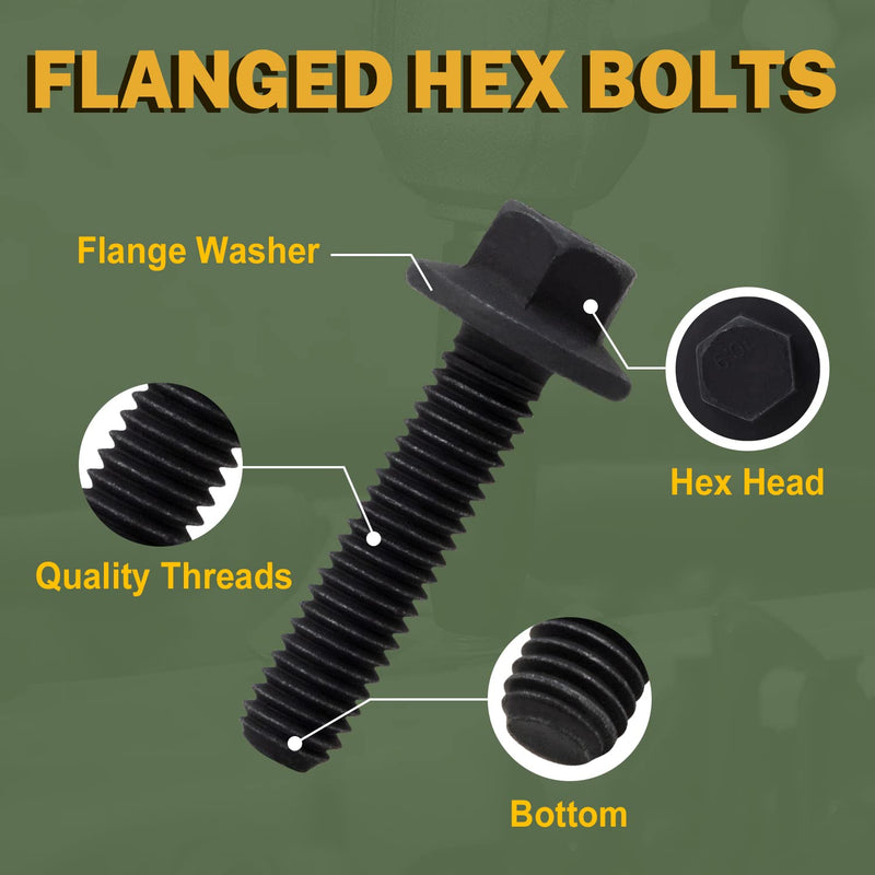 [Australia - AusPower] - LIONMAX Hex Head Bolts, M6 x 16mm Flanged Hexagon Bolts Full Threads, Black Oxide Finish, Carbon Steel, Rust-Resistance, Quantity 30 M6 x 16mm (30 PCS) 