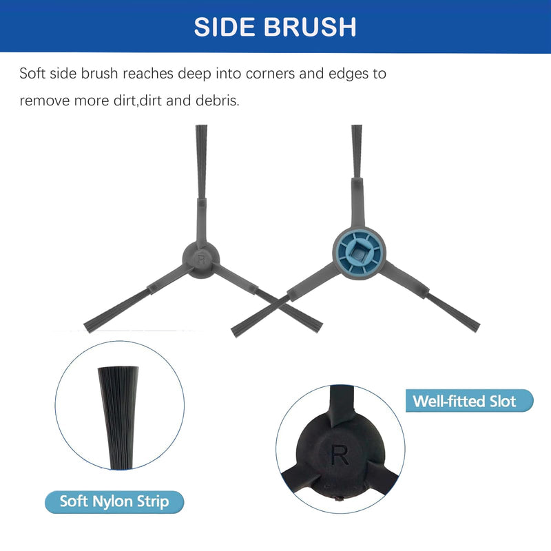 18Pcs Replacement Parts for Eureka J15 Pro Ultra Robot Vacuum Cleaner, 1 Main Roller Brush 4 Side Brushes 4 Hepa Filters 4 Mop Pads 4 Vacuum Bags,1 Cleaning Brush Accessories Kit