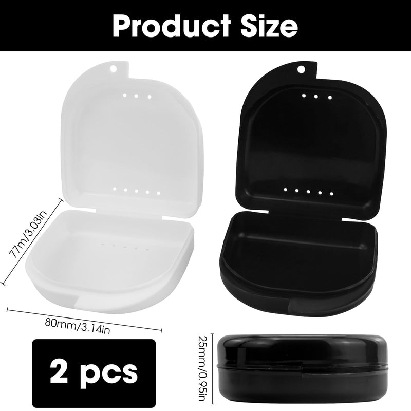 Pack of 2 Braces Box, Dental Splint Box, Denture Box, Dental Box, Dental Box, Dental Denture Box, Denture Container, for Storing Braces or Dental Splints (Black & White)