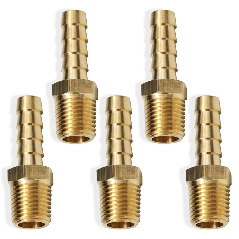 [Australia - AusPower] - 5pcs Brass Hose Barb Fittings 5/16 Inch Barb to 1/4 Inch Male NPT Thread Air Hose Fitting Adapter 5/16" Barb to 1/4" Male 