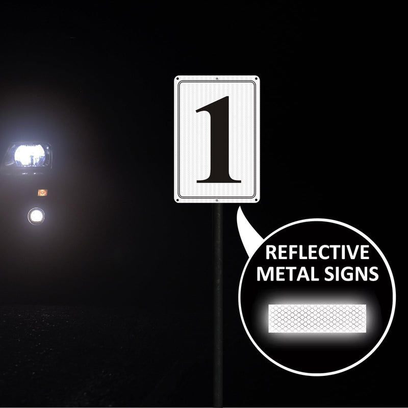 [Australia - AusPower] - Premium Reflective Metal Number Signs 1 - Aluminum 12" X 8" Parking Spot Numbered Signs Outdoor, Large, Floor, Dock, Court, Aisle, Field, No Fade, Weather-Resistant Reflective Number Signs 1 