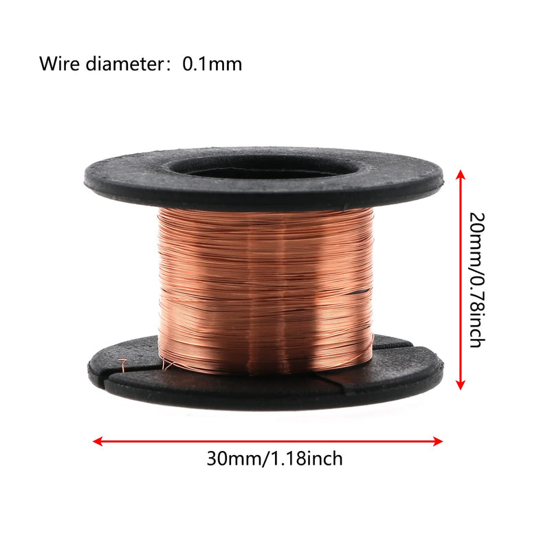 [Australia - AusPower] - Magnet Wire LUORNG 2pcs Copper Wire Magnet Winding Wire 0.1mm Diameter 10 Meters Length Copper Soldering Wire Maintenance Jump Line DIY Electromagnet Technology Making 